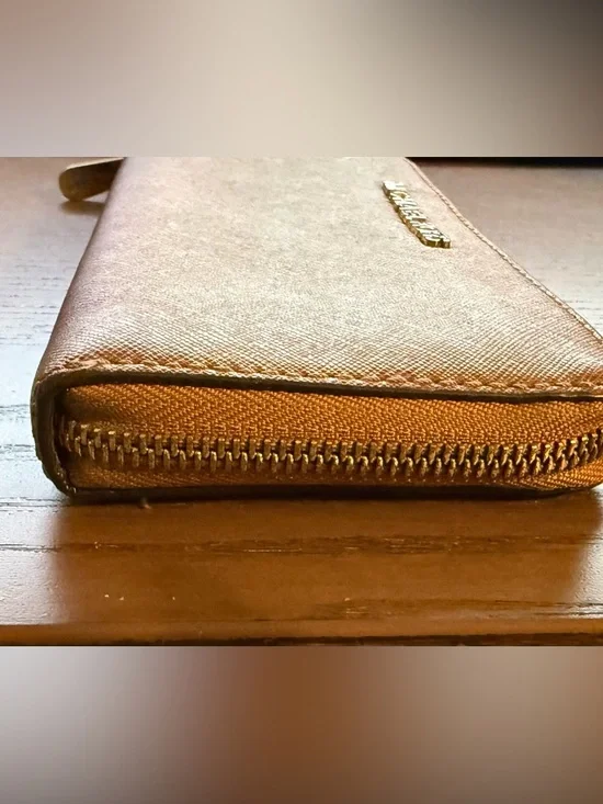 Michael Kors Cognac Saffiano Zip Wallet - Picture 3 of 8